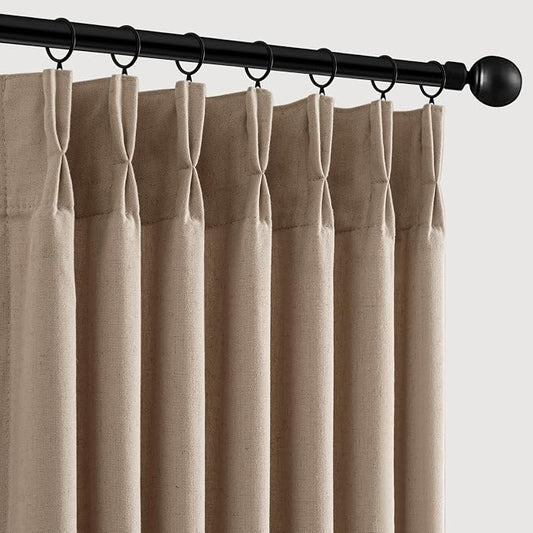 Memory Trained Pinch Pleated Curtains 96 Inches Long, Viral Linen Pinch Pleat by ANRODUO