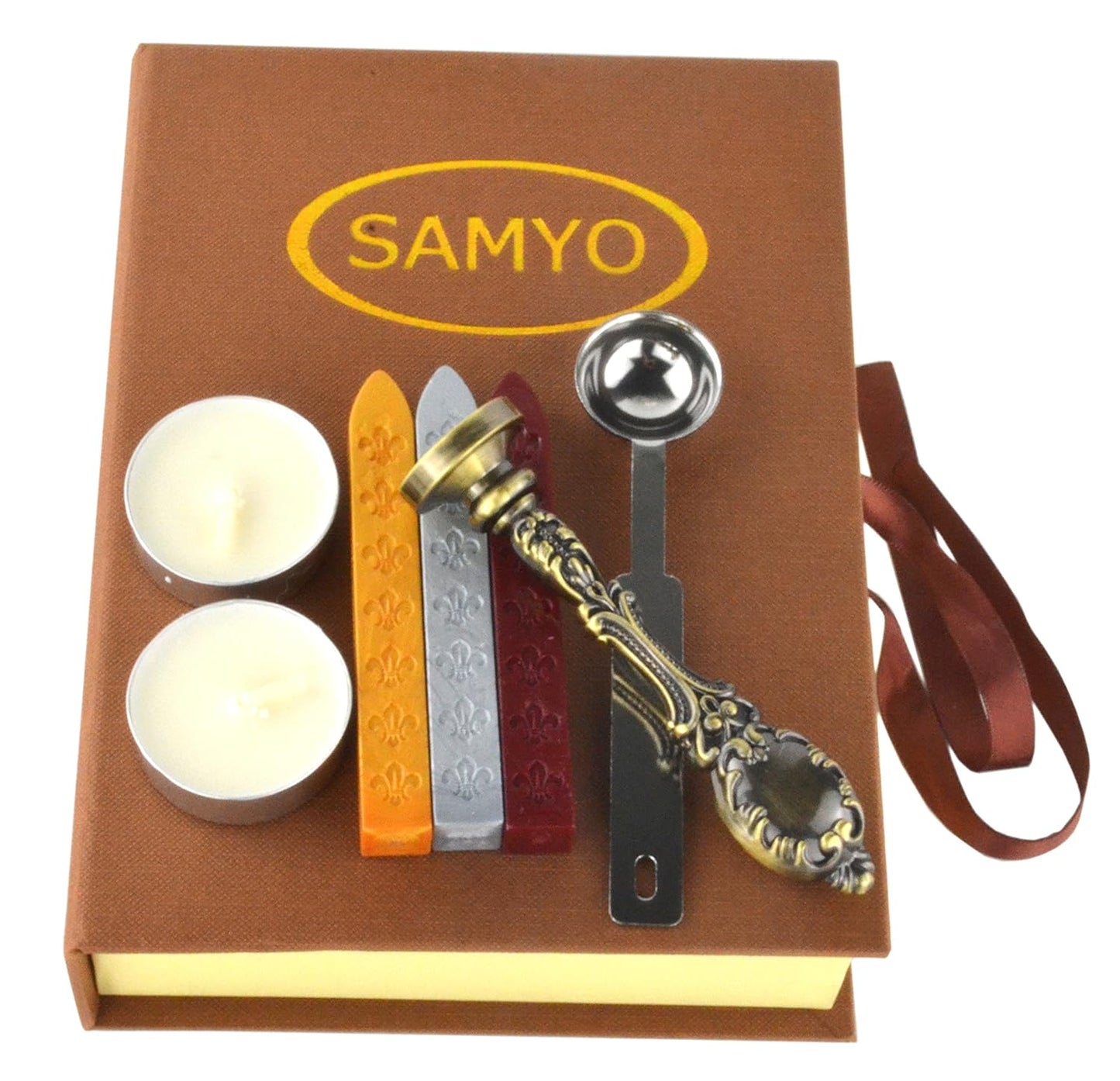 Samyo Creative Romantic Stamp Maker Classic Old-Fashioned Style Brass Color Wax Seal Sealing Stamp Vintage Antique Alphabet Initial Letter Set - (Letter E)