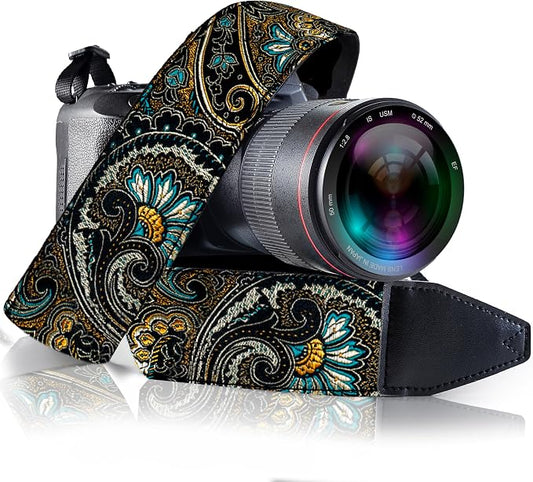 Art Tribute Camera Strap, Vintage Embroidered Neck Shoulder & Crossbody Camera by ArtTribute