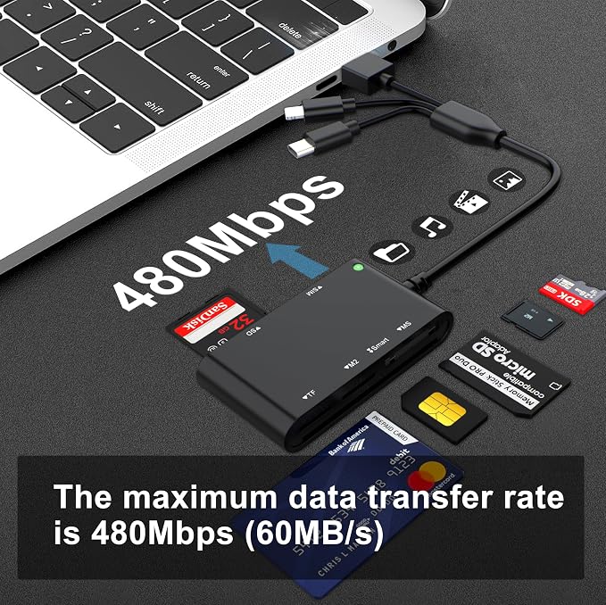 7-in-1 Smart Card Reader with 3-Port Connectivity – Lightning/USB-C/USB-A - Image 5