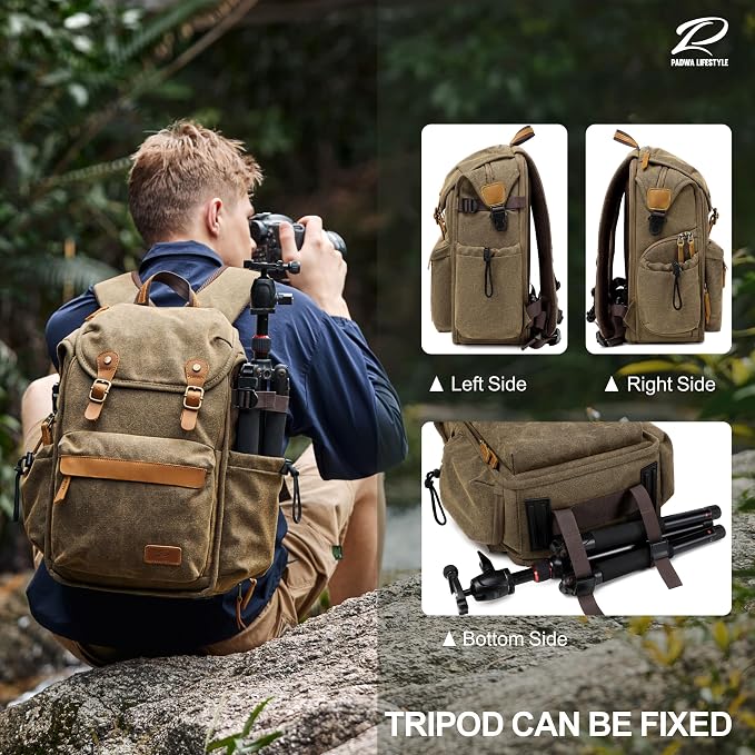 Padwa Lifestyle Khaki Camera Backpack - Image 6