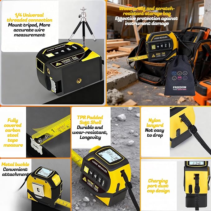 4-in-1 Laser Tape Measure with Level, 16Ft Ruler, 197Ft Laser | Almighty - Image 9