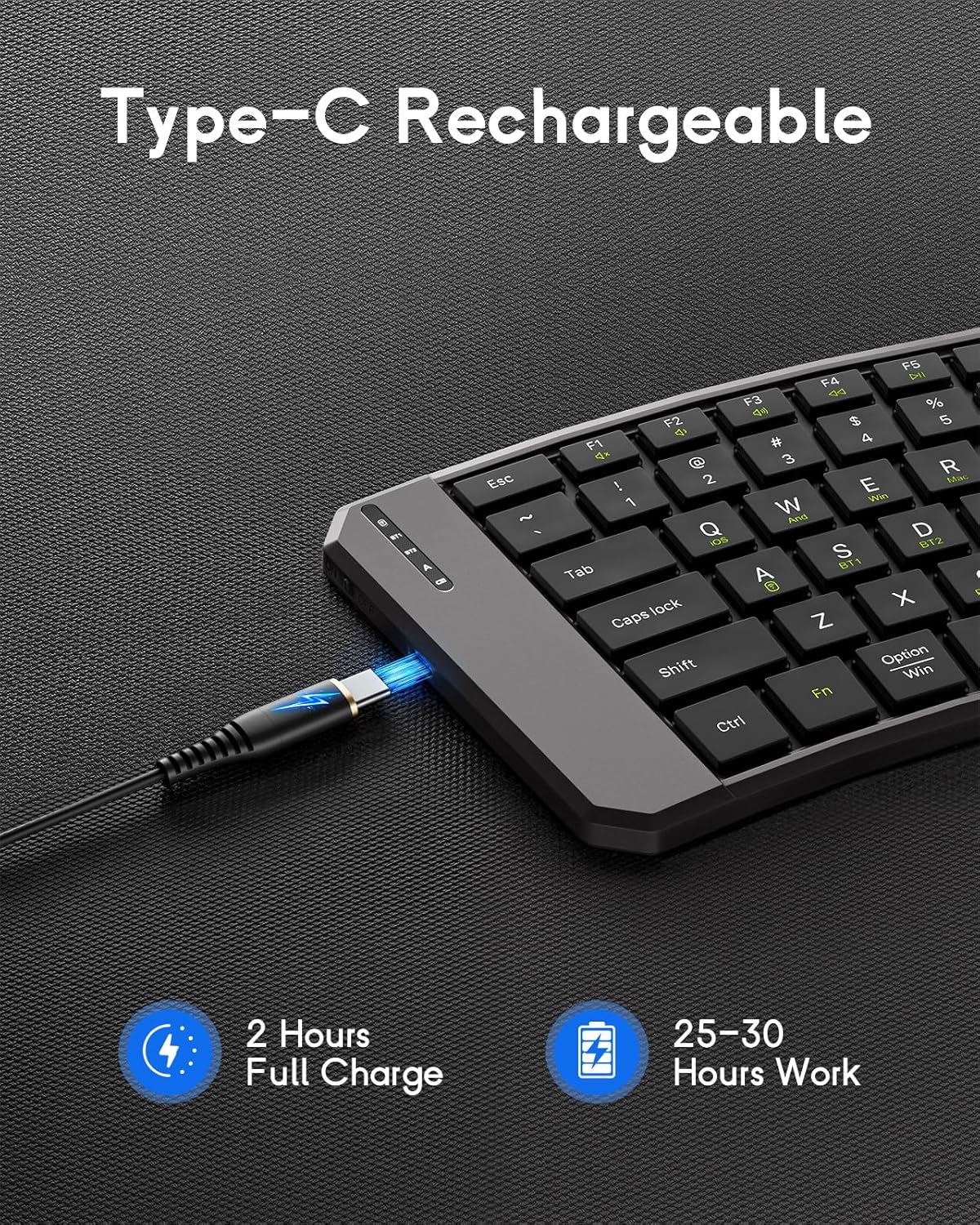 MoKo Ergonomic Foldable Keyboard, Split Portable Folding Bluetooth Keyboard for Business Travel, Ultra Slim Rechargeable Wireless Keyboards for iOS/Android/Windows Tablet PC Smartphone