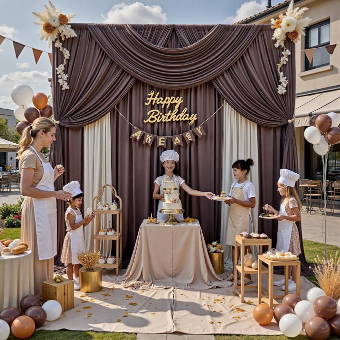 20ft x 12ft Brown Backdrop Curtains - Image 4