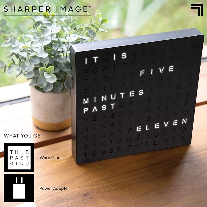 Sharper Image LED Word Digital Clock, Light-Up Desk & Wall Clock, Modern Time - Image 5