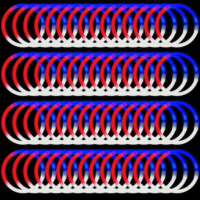 JOYIN 144 Pcs 4th of July Glow Sticks Bulk, Lightup Bracelet Necklace - Image 9
