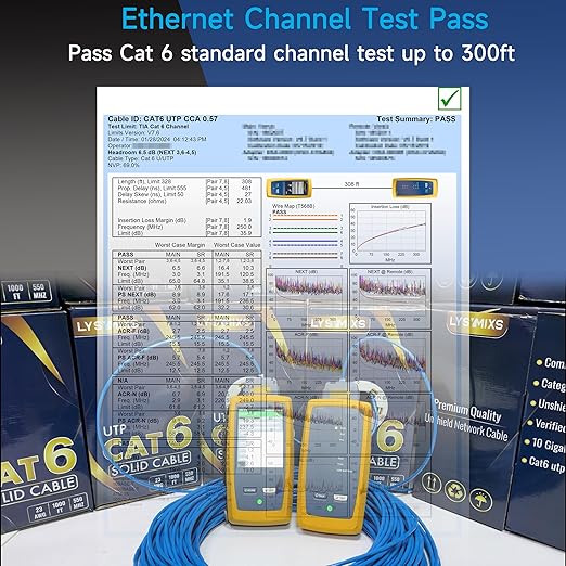 Cat6 Ethernet Cable 500FT Channel Test Pass, Cat6 500ft Ethernet Cable 23AWG - Image 2