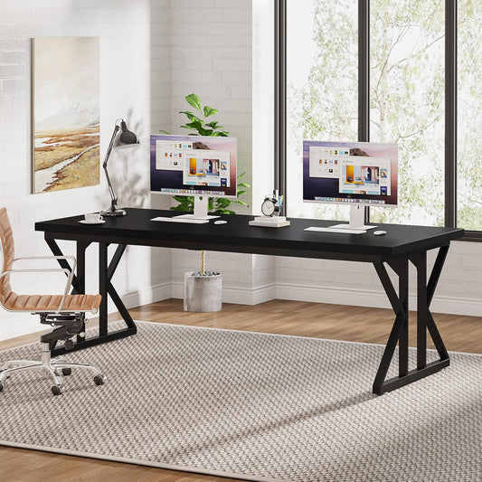 Tribesigns 78.7-Inch Executive Desk, Large Computer Office Desk Workstation, Modern Simple Style Laptop Desk Study Writing Table Business Furniture for Home Office (Black, 78.7 Inch)