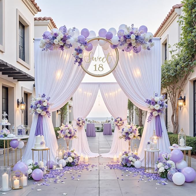 50ft x 12ft Wrinkle Free White Backdrop Curtains - Image 6