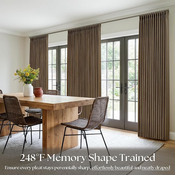 Extra Long 112 Inch Pinch Pleated Living Room Curtains 4 Panels Set, Chocolate - Image 7