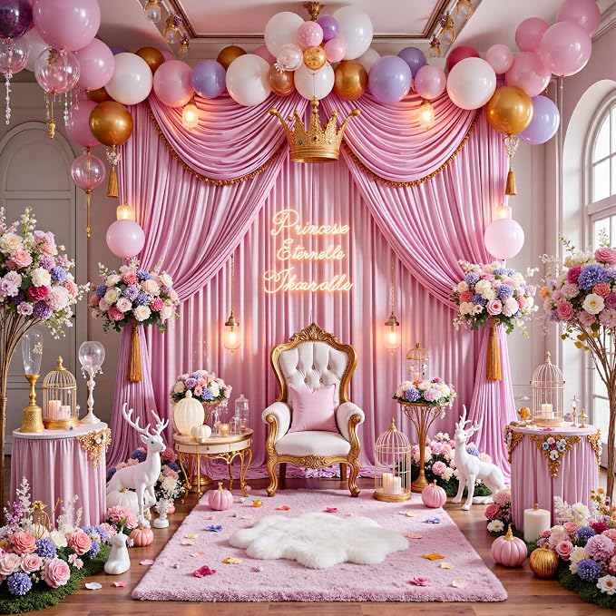 20ft x 12ft Wrinkle Free Pink Backdrop Curtains - Image 4