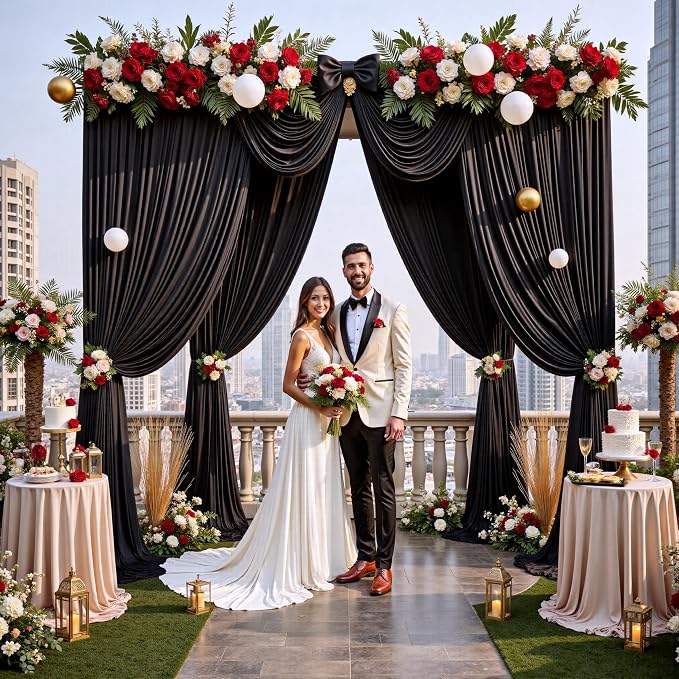 60ft x 12ft Wrinkle Free Black Backdrop Curtains - Image 6