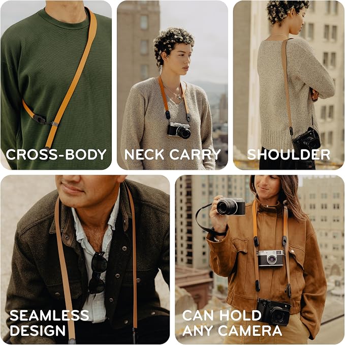 Peak Design Leather Camera Strap – Full-Grain Tan, 46.65" Cross-Body, Quick - Image 3