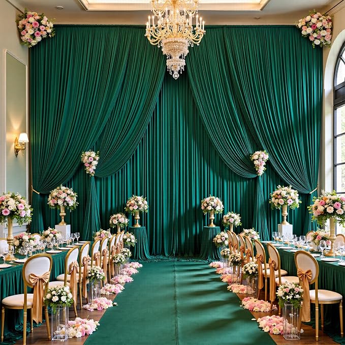 20ft x 15ft Hunter Green Backdrop Curtains - Image 2