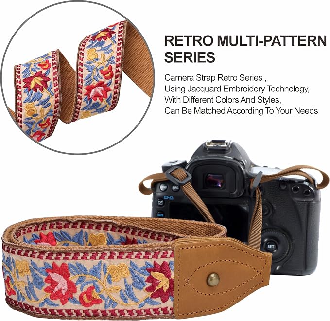 Padwa Lifestyle 2" Wide Classic Crazy Horse Art Cowhide Head Cotton Camera - Image 3