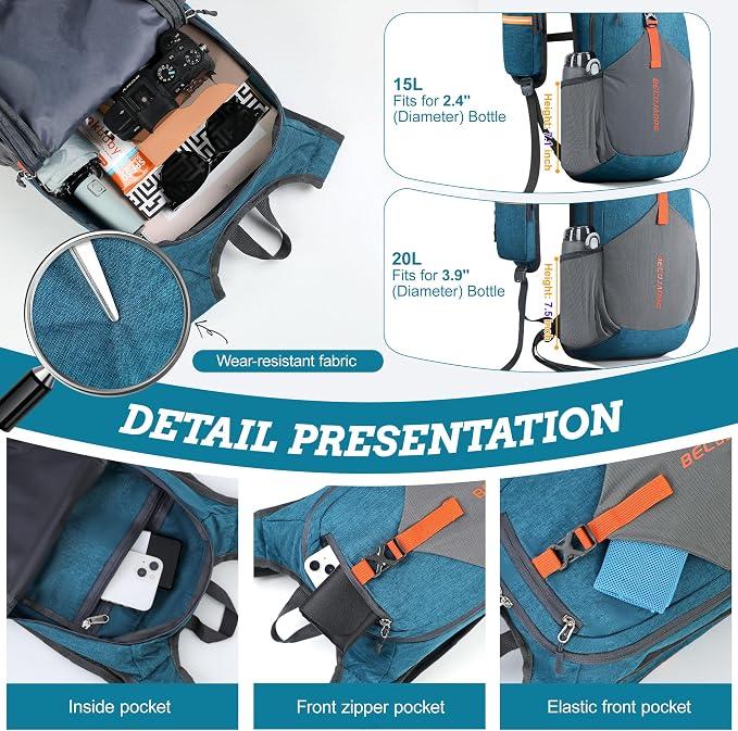 BECOJADDE 20L Small Hiking Backpack - Image 3