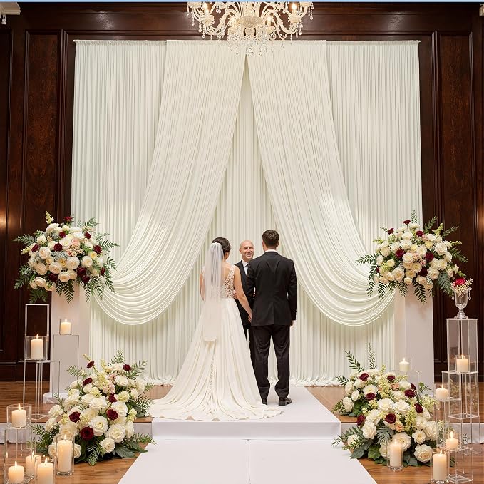 30ftx15ft Ivory Backdrop Curtains by CO-AVE