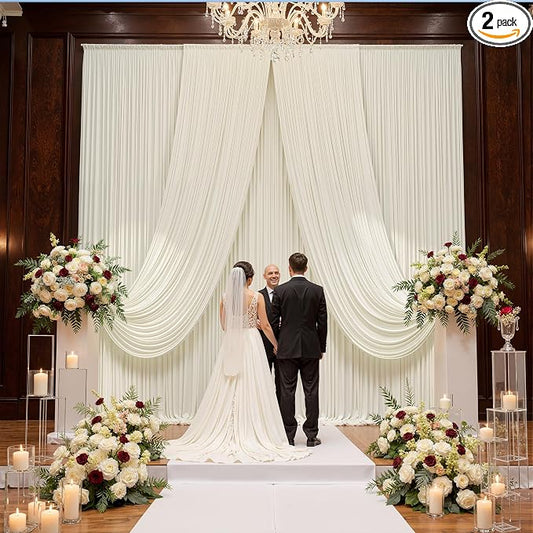 10ft x 15ft Ivory Backdrop Curtains by CO-AVE