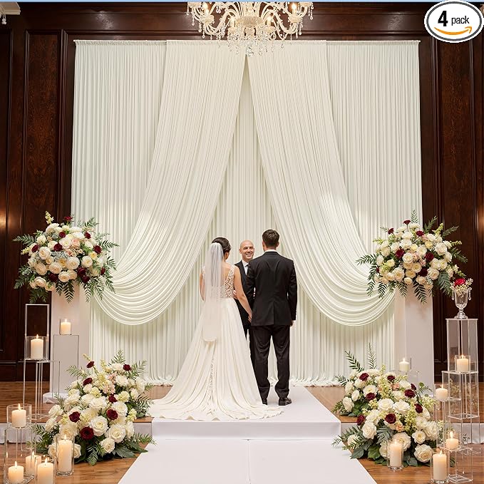 20ft x 15ft Ivory Backdrop Curtains by CO-AVE