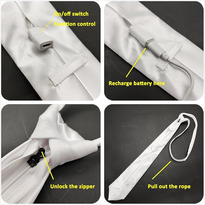 LED Neck Ties for Men Party Fiber Optic Light Up Necktie Bar Rave Funny Glow - Image 5
