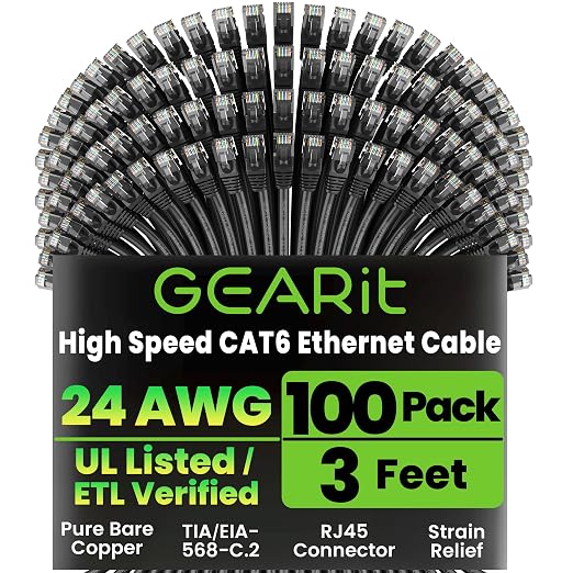 GEARit Cat 6 Patch Cables 3 ft Black by GEARit