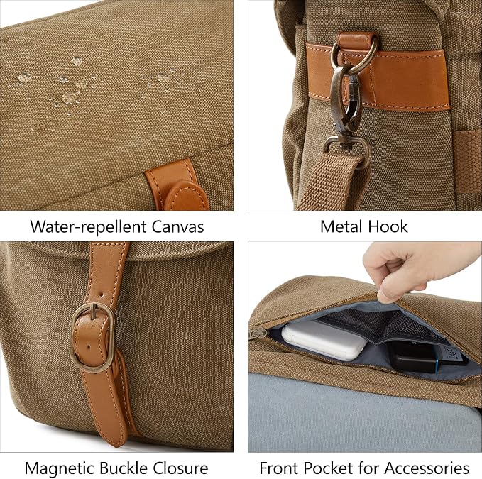 BAGSMART Camera Bag, SLR DSLR Canvas Crossbody Camera Case, Compact Camera - Image 4