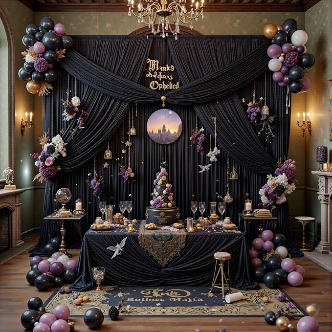 50ftx12ft Wrinkle Free Black Backdrop Curtains - Image 2
