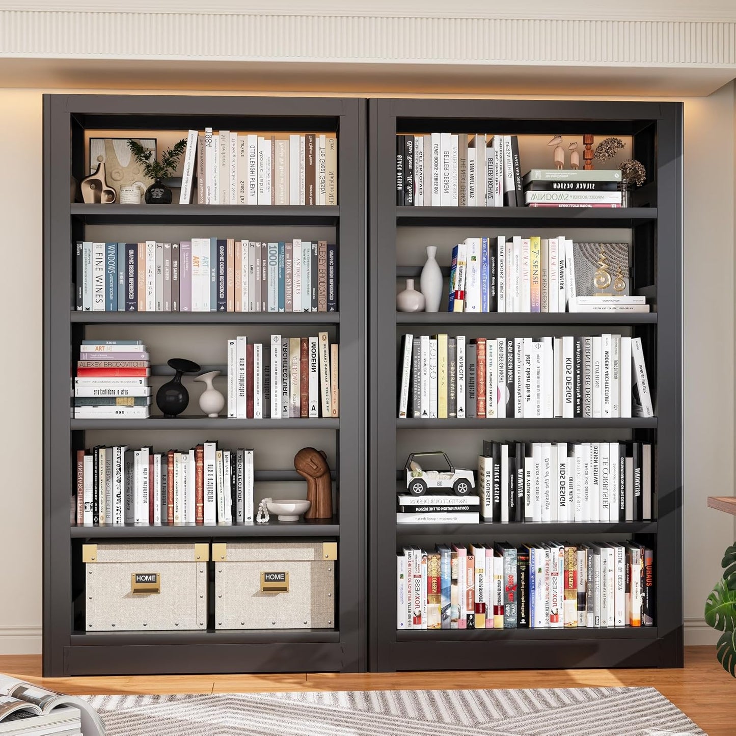 Bookshelves And Bookcases, 36" Wide Office Hard Cover Books Bookshelf, Black 5 Shelf Metal Bookcase, 69" Tall Industrial Sturdy Open Bookshelf for Living Room, Library, School, Bedroom, Kitchen