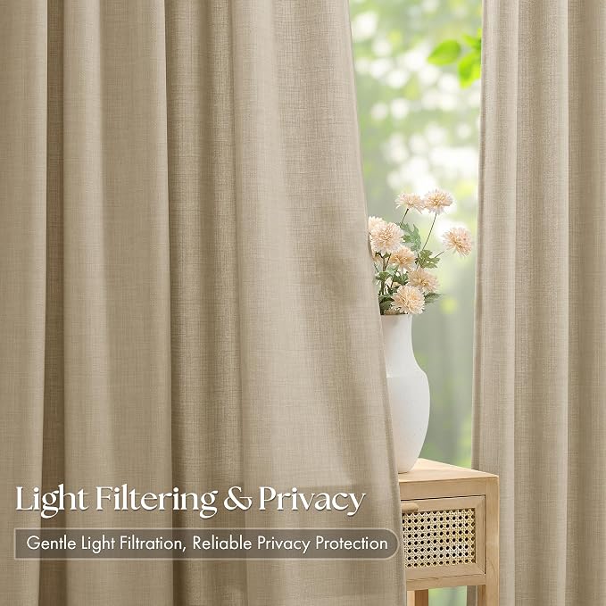 120 Inch Extra Long Oatmeal Curtains - Image 3