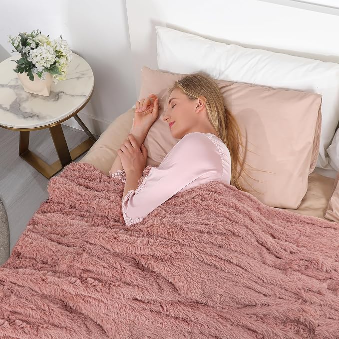 Tuddrom Decorative Extra Soft Fuzzy Faux Fur Throw Blanket 50" x 60", Solid - Image 4