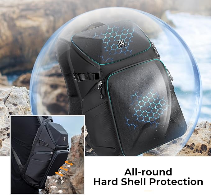 K&F CONCEPT Camera Backpack Hard Shell 20L Photography Camera Bag Hardshell Case - Image 2
