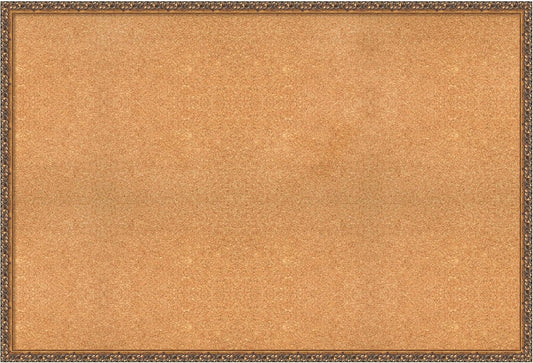 Amanti Art Natural Cork Board for Wall, 34x50 Vision Board with Bronze Frame, Oversize Corkboard Office Decor for Home Organization, Traditional Corkboard Pinboard to Display Items for Home