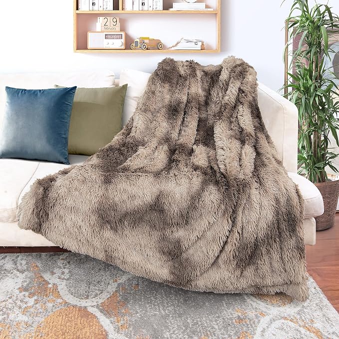 Tuddrom Decorative Extra Soft Faux Fur Throw Blanket, Solid Reversible Fuzzy - Image 2