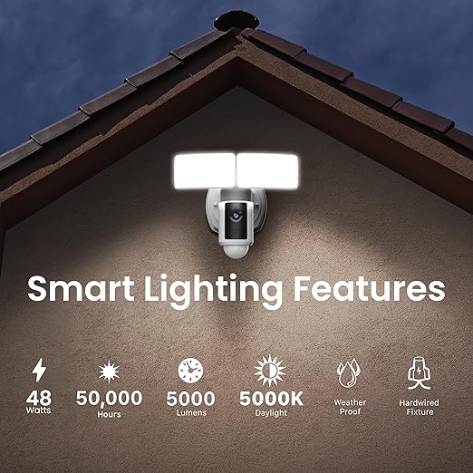 Feit Electric Smart WiFi Floodlight Security Camera, 5000 Lumens, 1080p HD - Image 4