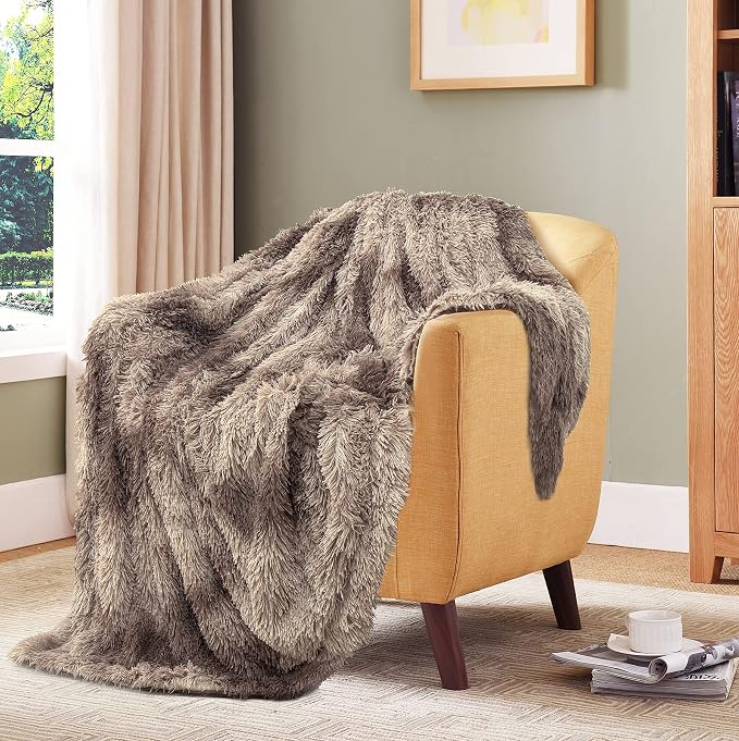 Tuddrom Decorative Extra Soft Faux Fur Throw Blanket, Solid Reversible Fuzzy - Image 9