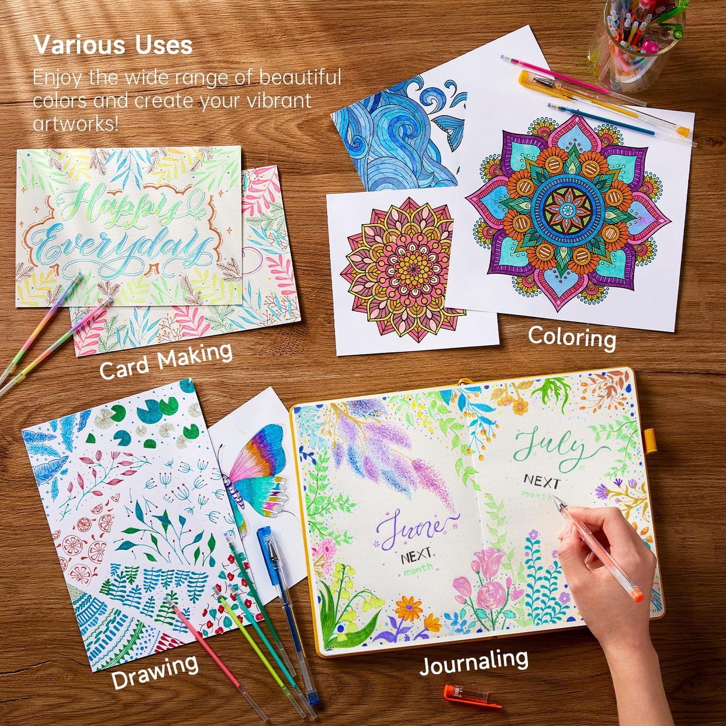 Gel Pen Refills, Shuttle Art 180 Colors (No Duplicates) Gel Pen Refills, 7 Color Types for Kids Adults Coloring Books Drawing Doodling Crafts Scrapbooking Journaling