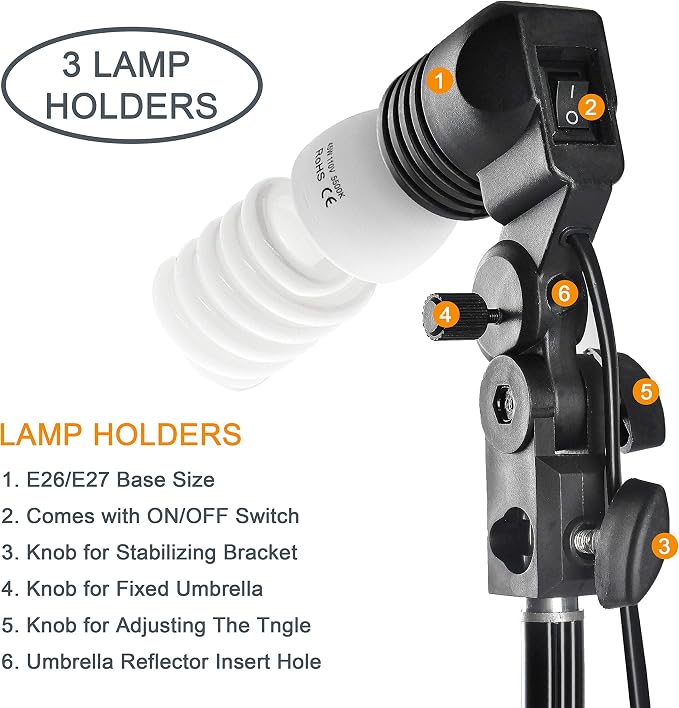 EMART Umbrella Photography Lighting Kit, 200/700W Bulbs, Soft Light Continuous - Image 3