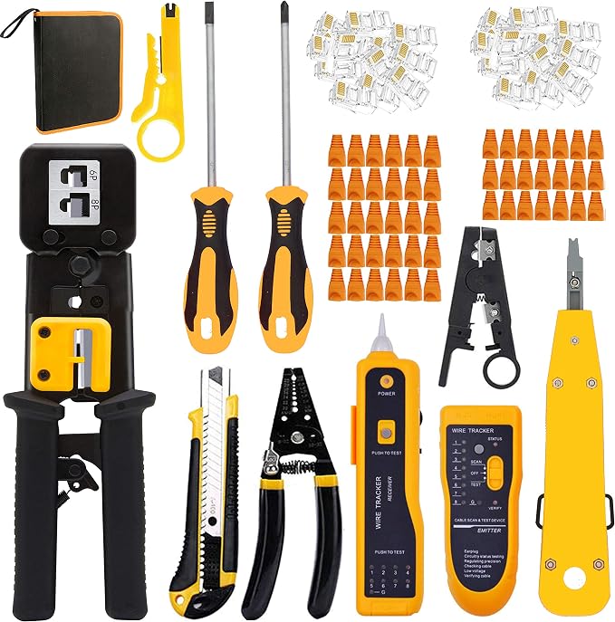 LEATBUY RJ45 Crimper Kit CAT5 CAT6 Crimping Tool Set by Unknown