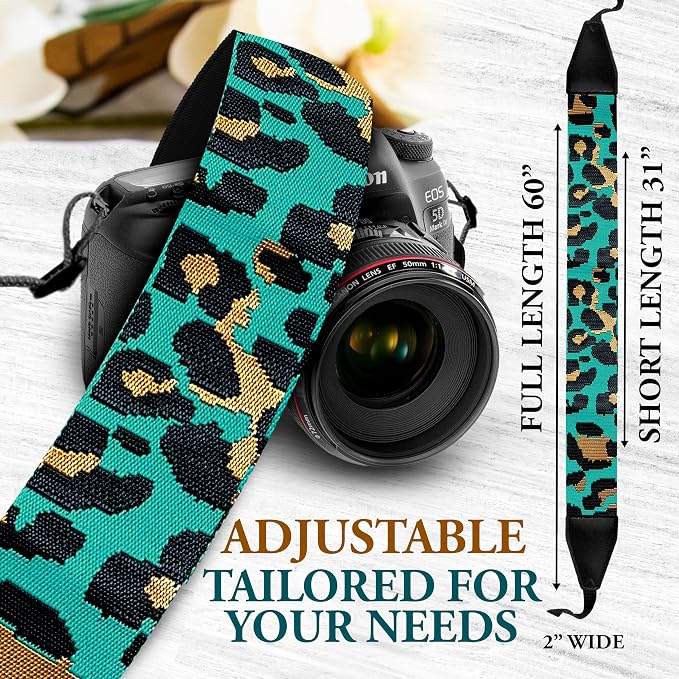 Art Tribute Custom Blue Leopard Camera Strap - Image 7