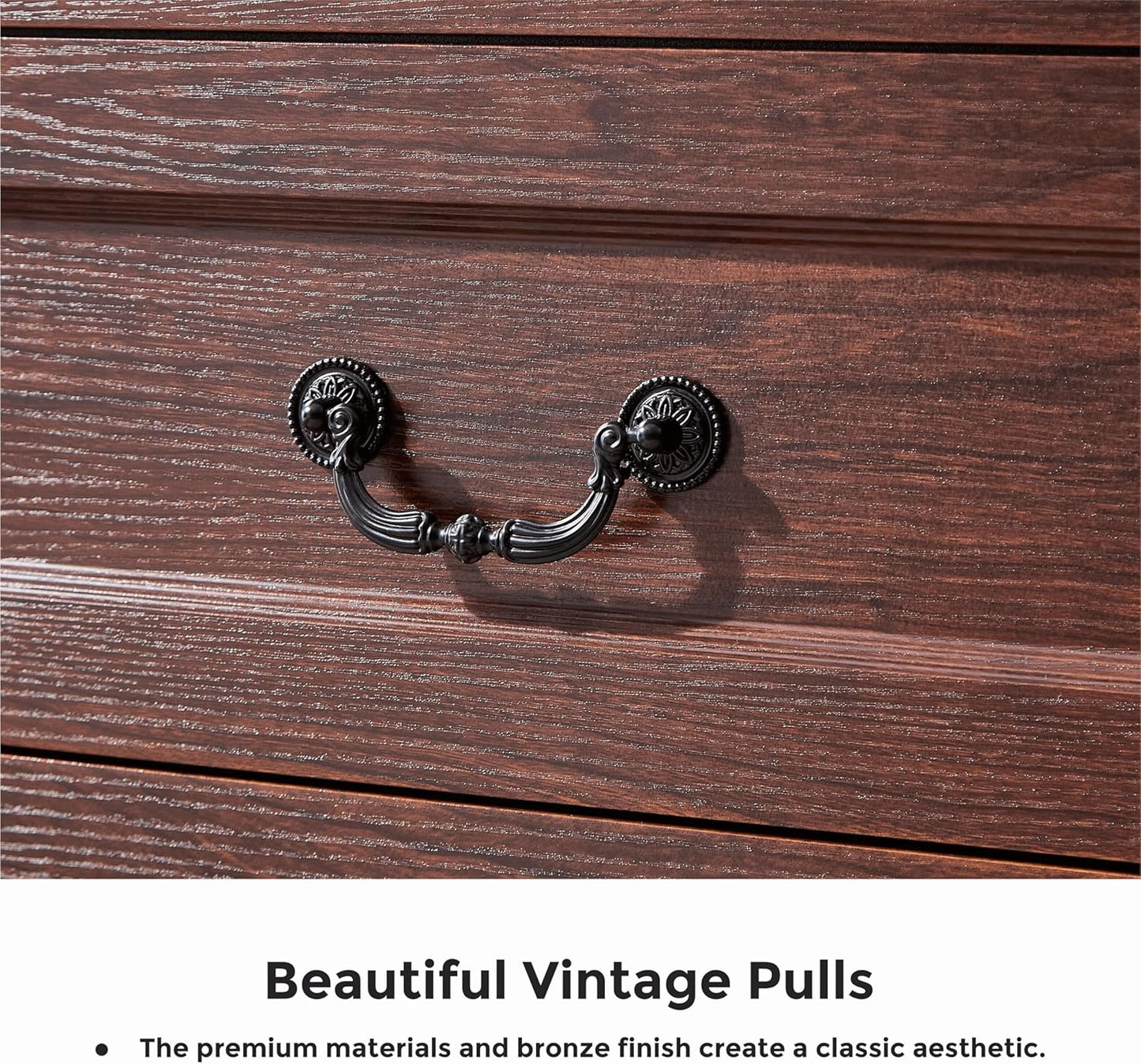 LIDYUK 5 Drawer Dresser for Bedroom Farmhouse Cherry Wood Chest of Drawers for Bedroom Dresser, Rustic 46" Tall Wide Drawers Dressers Wooden Closet Storage Cabinet, Hallway, Living Room