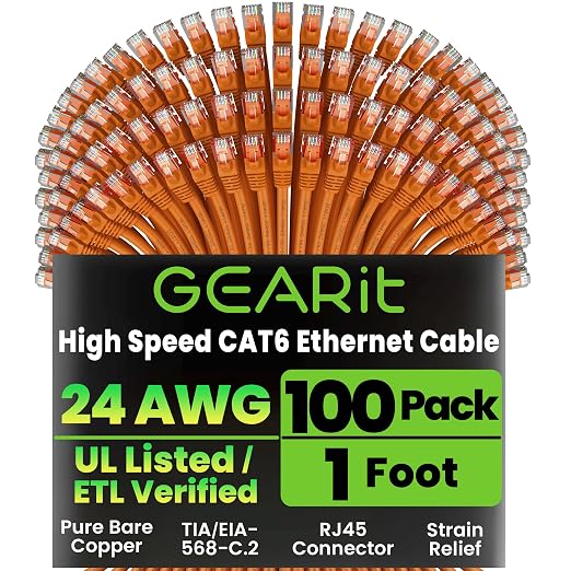 GEARit Cat 6 Patch Cables 1 ft Orange by GEARit