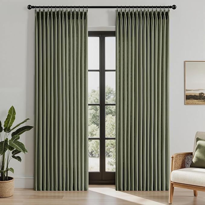 Memory Trained Pinch Pleated Curtains 90 Inches Long, Linen Pinch Pleat Sheer - Image 2