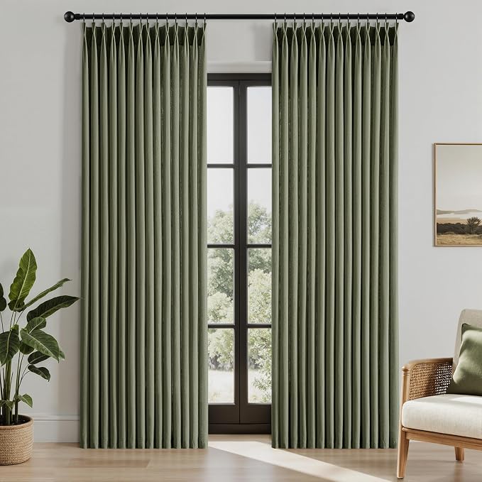 Memory Trained Pinch Pleated Curtains 84 Inches Long, Linen Pinch Pleat Sheer - Image 2