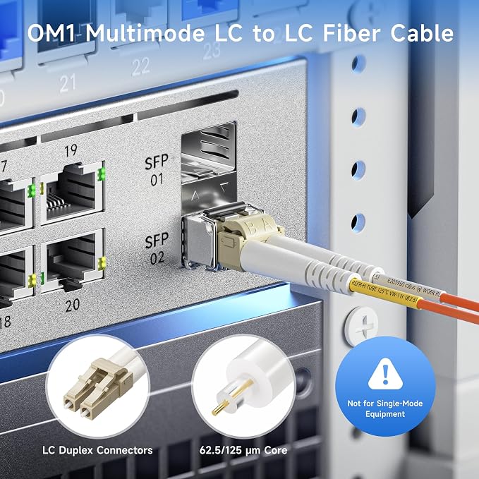 Cable Matters OFNP Plenum Multimode Duplex OM1 Fiber Cable 6.6 Feet / 2m - Image 2