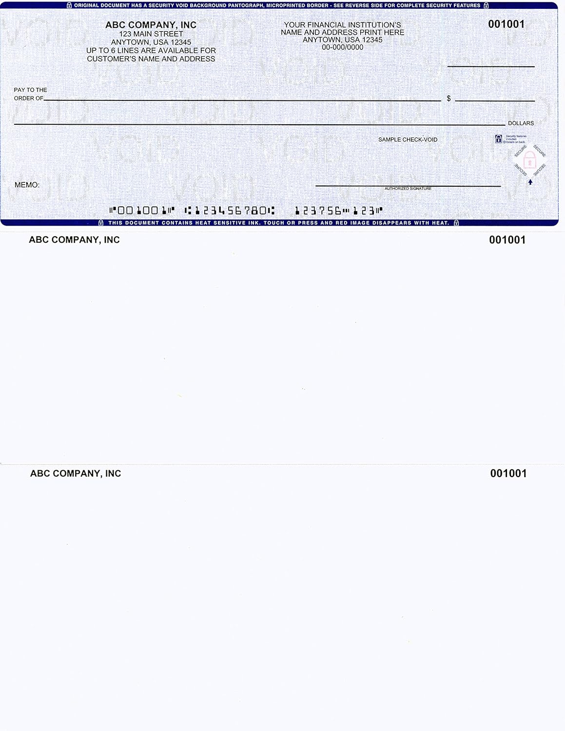 Computer Checks on Top - Custom Laser Business Checks Compatible with QB accounting software, Blue (1000)