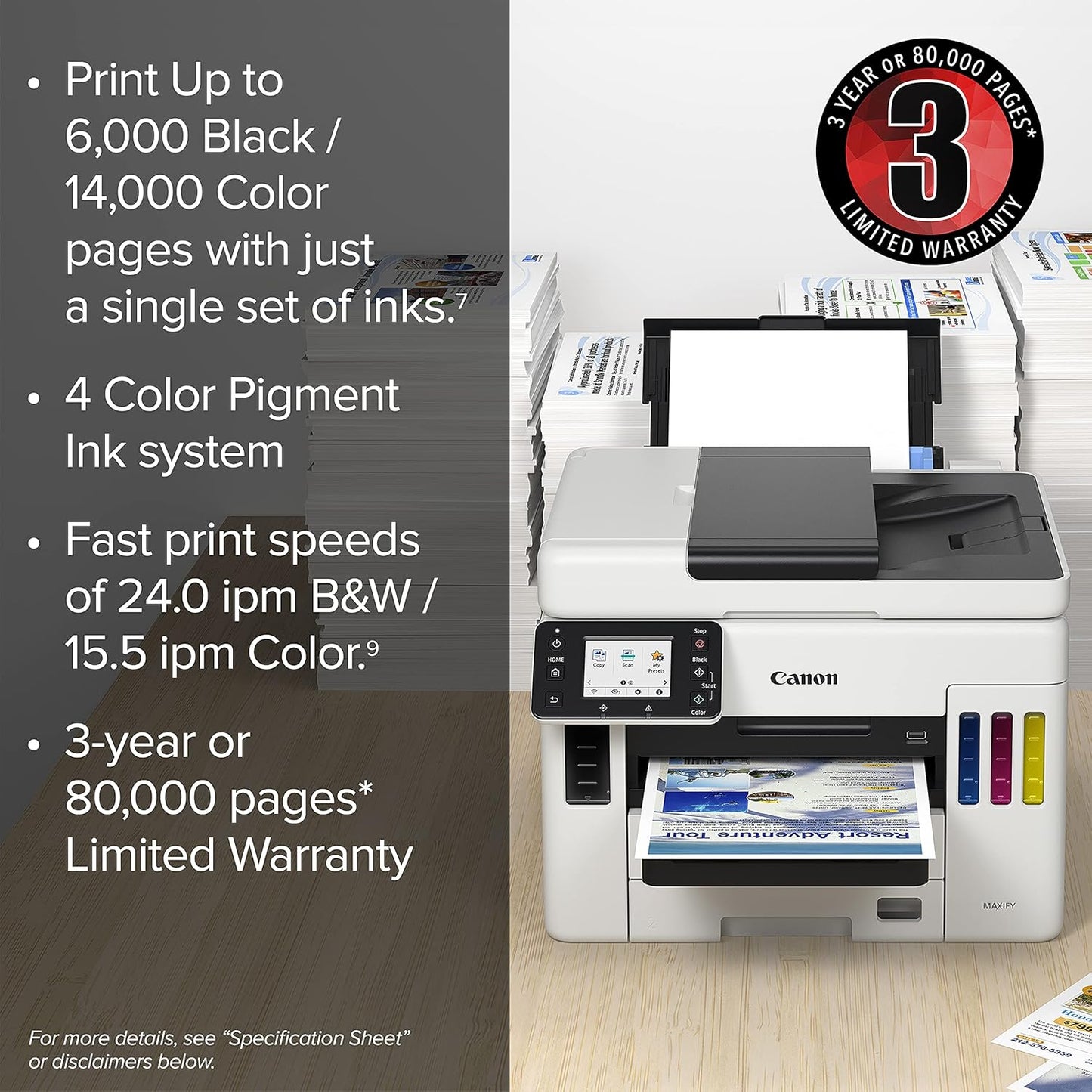 Canon MAXIFY GX7021 Wireless MegaTank Small Office All-in-One Printer, One Size