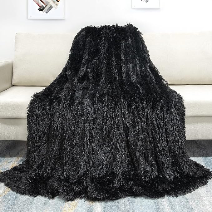 Tuddrom Decorative Extra Soft Faux Fur Blanket Twin Size 70" x78", Reversible - Image 2