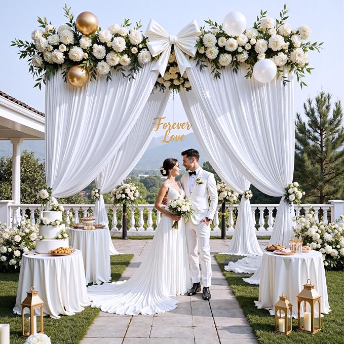 12ft x 10ft White Backdrop Curtains - Image 6