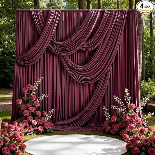 20ft x 15ft Burgundy Backdrop Curtains by CO-AVE