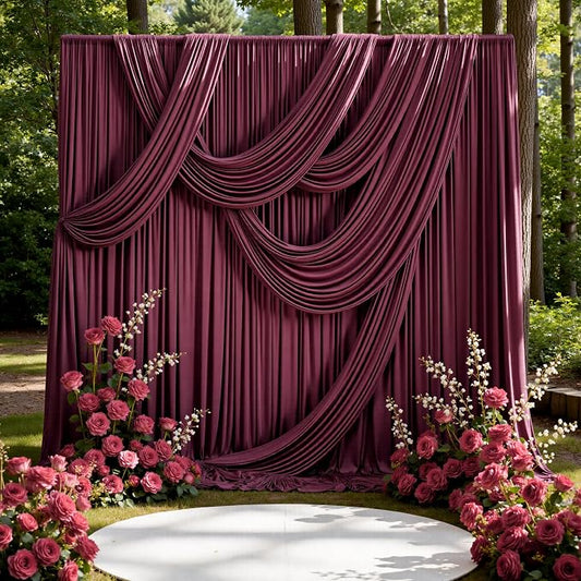 10ft x 15ft Burgundy Backdrop Curtains by CO-AVE